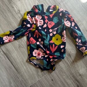 Carter's simple joys Navy and Pink Floral Rashguard swim suit size 12 months
